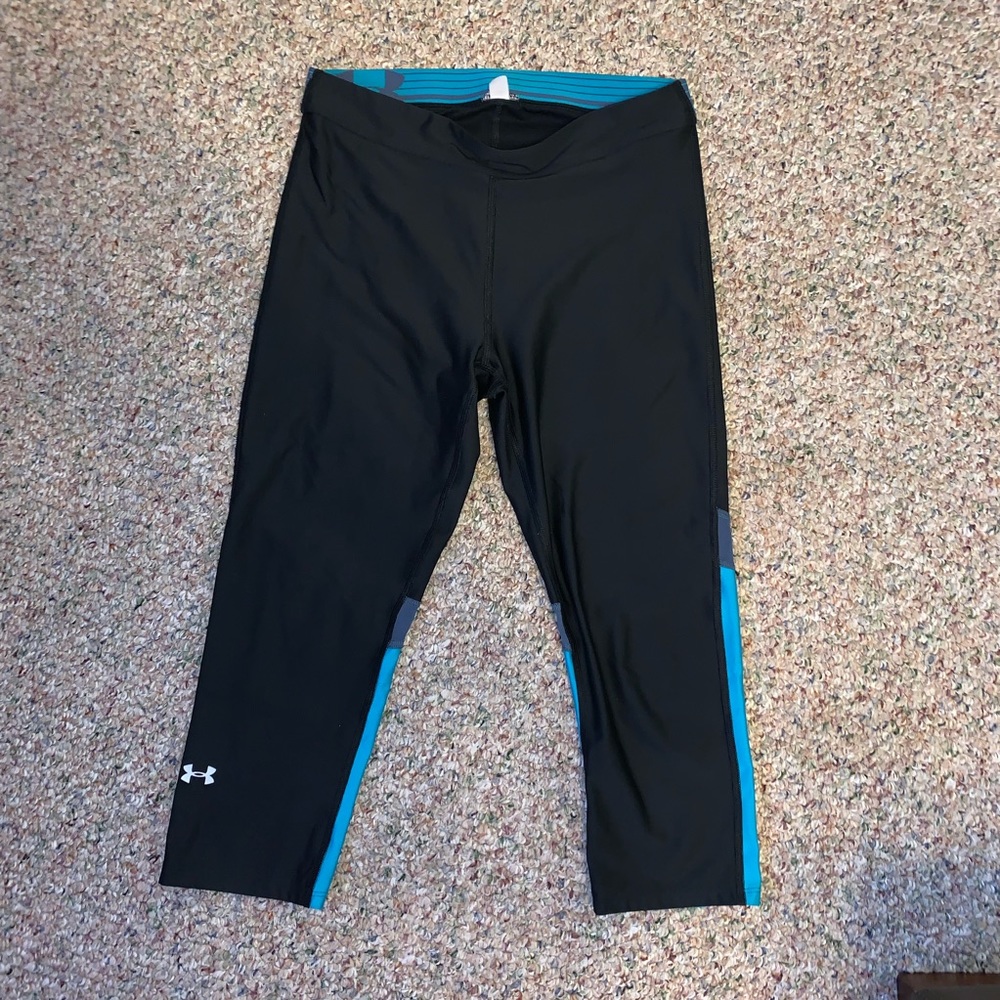 Under Armour Capri Workout Pants Black/Turquoise
